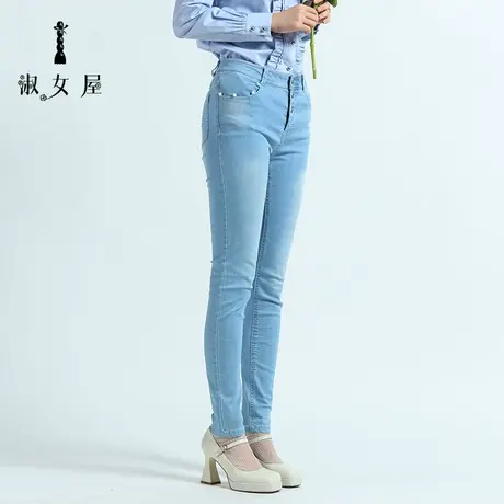 淑女屋旗舰店官网正品冬季新12ge跳舞的公主亲肤蓝色女牛仔长裤3商品大图