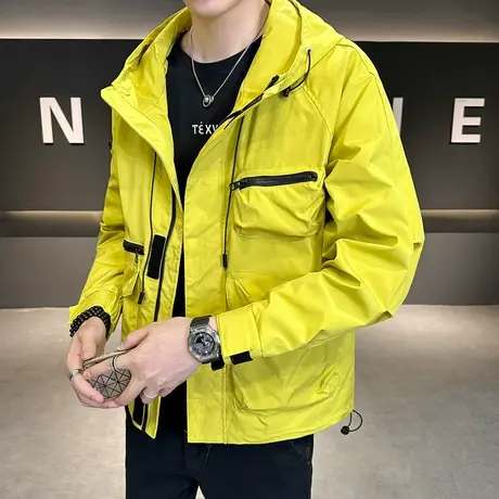 潮流冲锋衣外套男春秋季网红潮牌连帽工装夹克高级感痞帅男装上衣图片