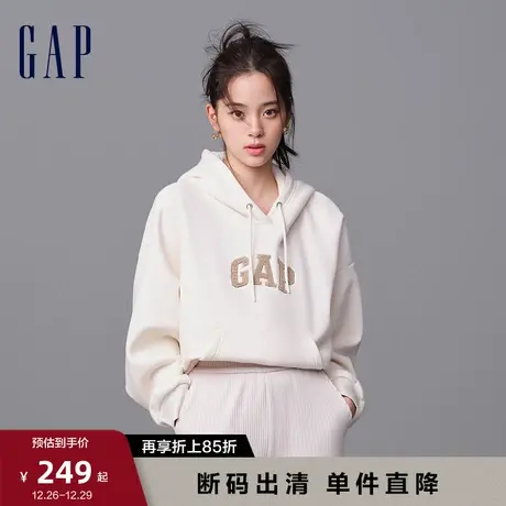 Gap女装春季2024新款LOGO连帽法式圈织软卫衣红色洋气外套402167图片