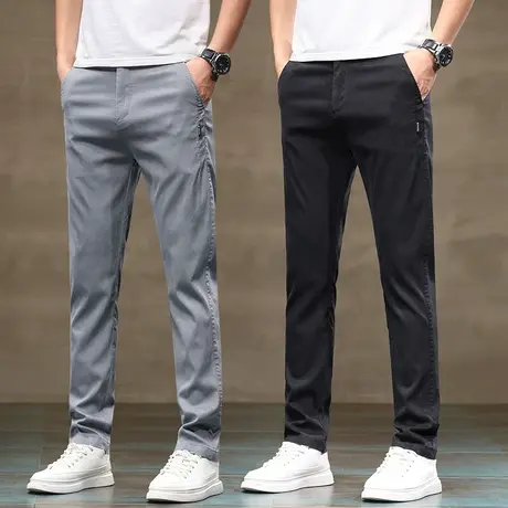 夏天冰丝男士直筒休闲长裤夏季薄款男生宽松西裤2023新款夏装男裤商品大图