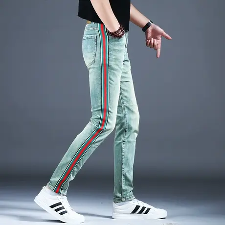 欧洲站品牌牛仔裤男款复古小脚修身裤子潮流男士2024新款美式高街商品大图