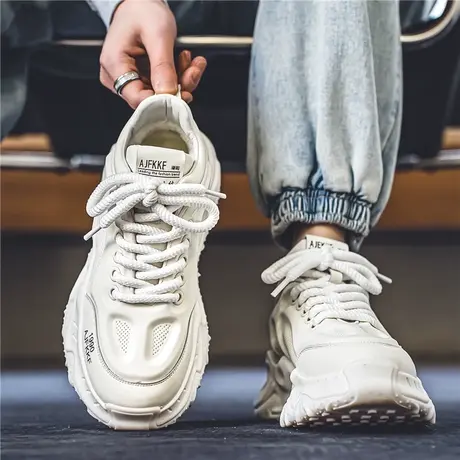 莆田男鞋春夏季潮流百搭运动休闲鞋男款白色厚底老爹潮鞋2024新款商品大图