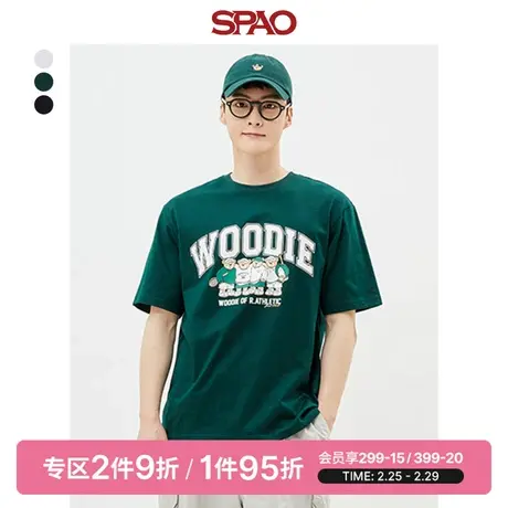 【小熊Woodie】SPAO男女同款韩国同款印花T恤衫SPRPD24C03图片
