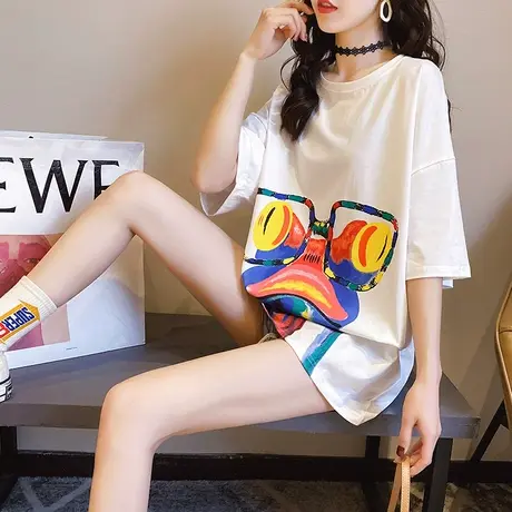 纯棉短袖T恤女装宽松2023年新款秋季洋气中长款设计感打底衫爆款商品大图