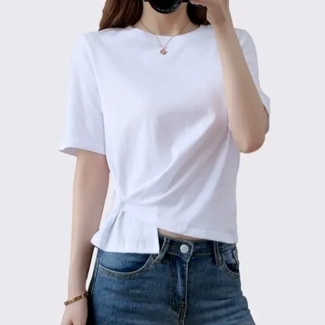 白色短袖t恤女2023年夏季新款设计感小众别致甜辣短款纯欲上衣潮商品大图