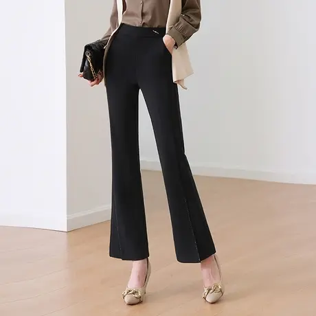 黑色微喇裤女韩版显瘦西装裤高腰垂感休闲裤长裤子女2023秋季新款商品大图