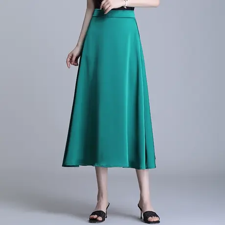 高级感醋酸缎面半身裙春夏女2023新款丝滑垂感气质a字中长大摆裙商品大图