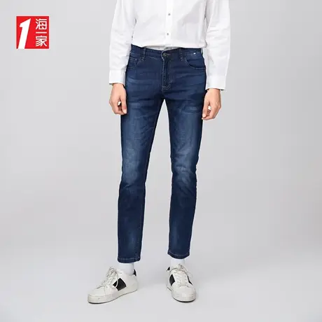 海一家舒适日常长裤新款青春休闲时尚直筒男士牛仔裤商品大图
