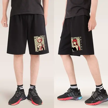 秀洛eva福音战士明日香动漫联名慵懒风五分裤子男宽松潮百搭短裤商品大图