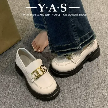 小皮鞋女春秋款新品日系潮流个性2024时尚复古百搭厚底乐福鞋商品大图