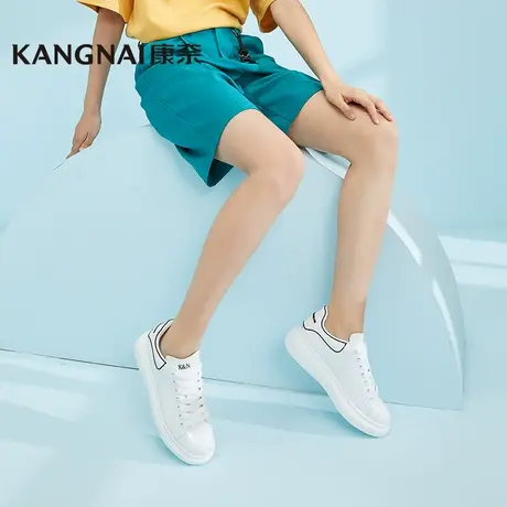 康奈官方女鞋2021年秋季新款休闲百搭小白鞋运动鞋厚底增高透气图片
