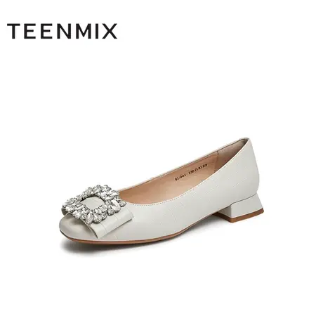 天美意浅口女单鞋通勤一脚蹬水钻方扣秋新款商场同款6LO01CQ2商品大图