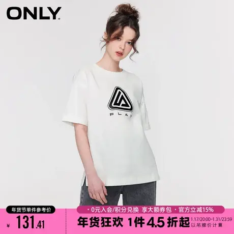 ONLY2023秋季新款休闲百搭宽松字母印花圆领短袖T恤女|123201048商品大图