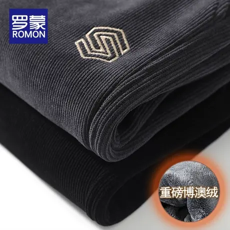 罗蒙加绒加厚休闲裤男士秋冬季2023新款灯芯绒卫裤保暖运动长裤子商品大图