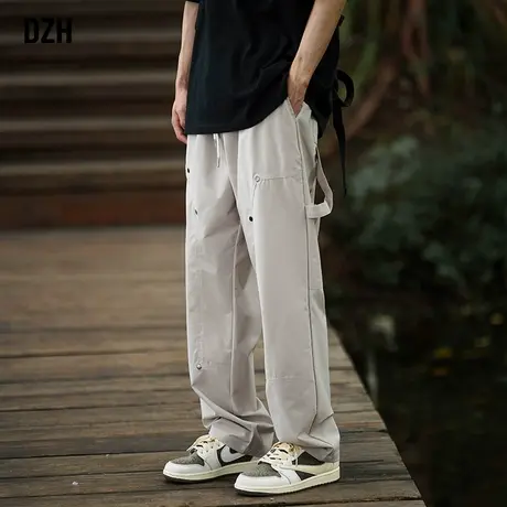 男士白色工装裤子男秋冬新款韩版潮流男裤2023新款休闲裤直筒垂感商品大图