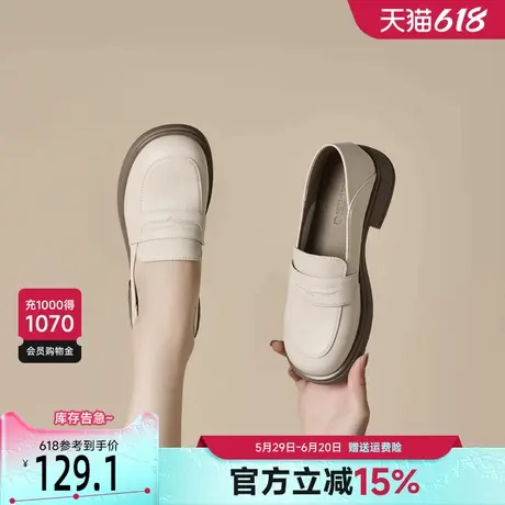 戈美其厚底乐福鞋女2025春季新款懒人一脚蹬单鞋配裙子日系jk单鞋商品大图