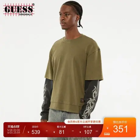 GUESSOriginals25年新款春季男士假两件拼接长袖T恤-M5RP32KCCM1商品大图