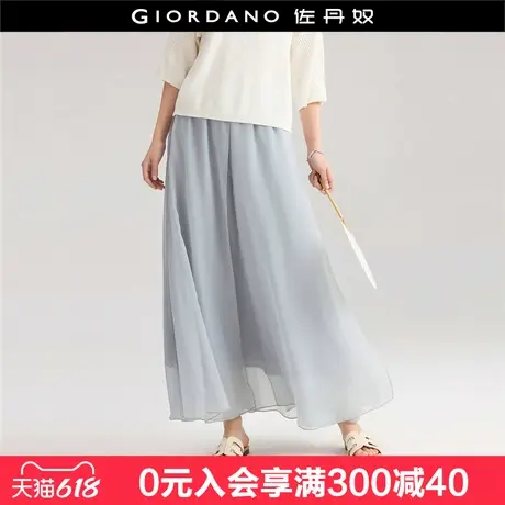 设计师款佐丹奴淡人穿搭夏新品透感仙女裙松紧腰薄半身裙18465907图片