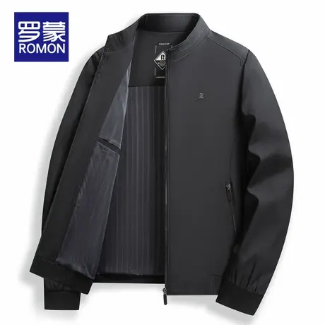 罗蒙男士秋季夹克男2025新款立领春秋中年爸爸装上衣服休闲外套男商品大图