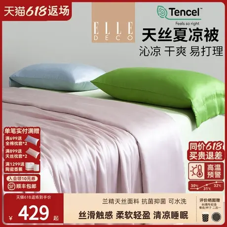 ELLE DECO乌龙清桃新品兰精天丝夏凉被凉感空调被可水洗薄款被子商品大图