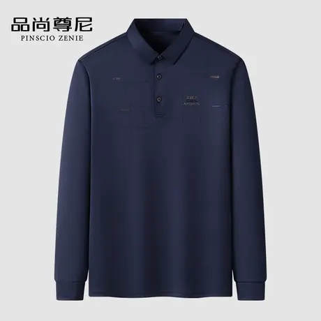 【舒适亲肤】爸爸装秋装上衣字母烫砖格纹50-60岁中老年长袖T恤男商品大图