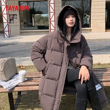 YAYA鸭鸭羽绒服女长款冬季2025新款时尚保暖外套拉链加厚休闲宽松商品大图