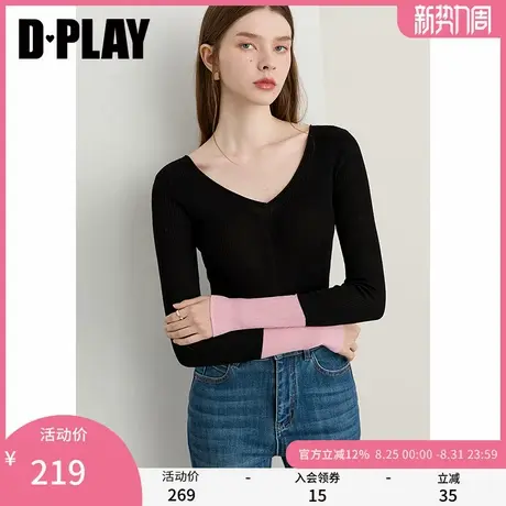 DPLAY【云朵针织系列】2025秋季新款黑色针织衫女羊毛打底衫上衣商品大图