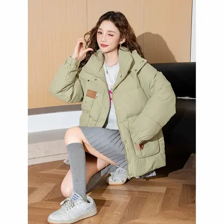 唐狮冬新款女棉衣纯色可爱奶fufu小个子保暖设计感棉服女爆款tu商品大图