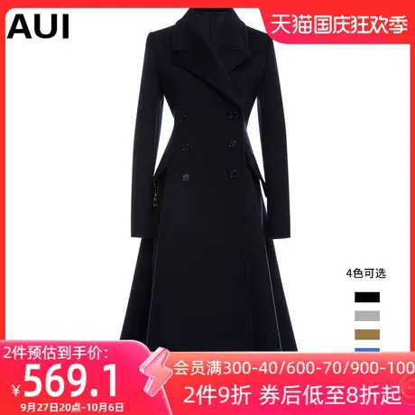 中长款毛呢外套女秋冬2023新款气质女装黑色修身羊毛西装呢子大衣图片