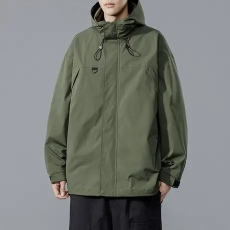 连帽冲锋衣男士春秋季2023新款休闲工装男生夹克潮牌山系外套衣服商品大图