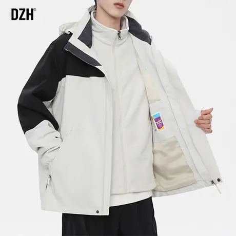 男士三合一冲锋衣外套男冬季加厚2023年新款两件套防风冬装登山服商品大图