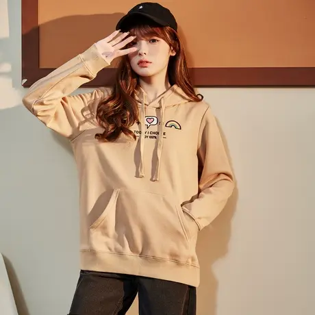 唐狮少女心卫衣秋冬新款彩色连帽潮流卫衣外套加厚小个子百搭上衣图片