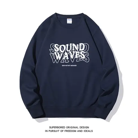 美式休闲字母潮流简约圆领卫衣男设计感印花无帽重磅宽松休闲上衣商品大图