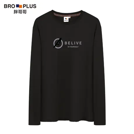 胖哥哥纯棉潮胖子男士大码长袖t恤加肥加大宽松特大号秋季打底衫图片