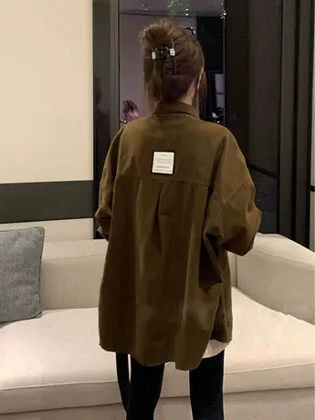 休闲水洗棉外套女2023春秋新款小个子宽松设计感小众牛仔衬衫上衣图片