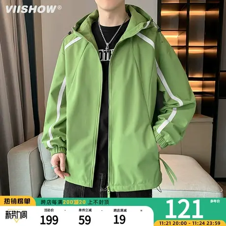 VIISHOW高级感冲锋夹克春秋季2023外套男防风连帽美式宽松爬山外商品大图