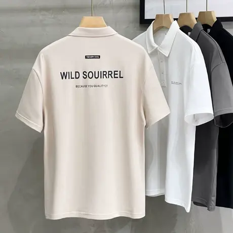 polo衫男短袖t恤潮牌宽松百搭上衣男士美式休闲设计感简约翻领T恤商品大图