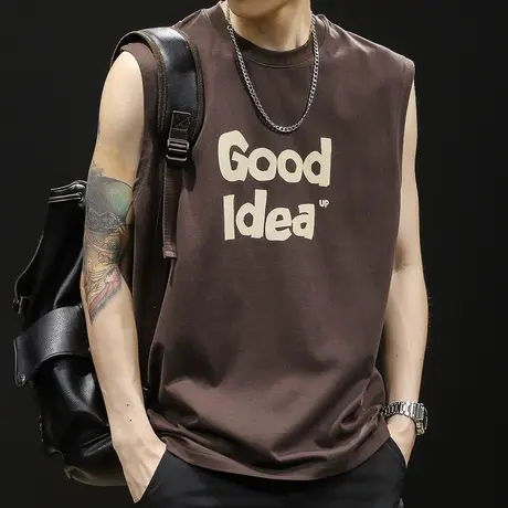 运动健身背心男夏纯棉宽松坎肩男士无袖短袖篮球跨栏潮牌大码夏季图片