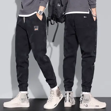 胖子加肥加大码黑色迷彩工装裤男士束脚宽松休闲长裤子春季春秋款商品大图