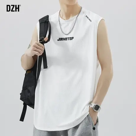 男士无袖速干背心男款冰丝白色外穿坎肩夏季薄款2023新款运动上衣图片