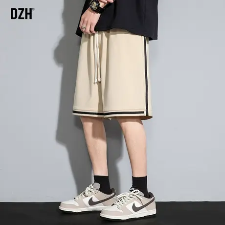 男士杏色五分短裤男夏季宽松直筒中裤2023年新款冰丝裤男款半截裤商品大图