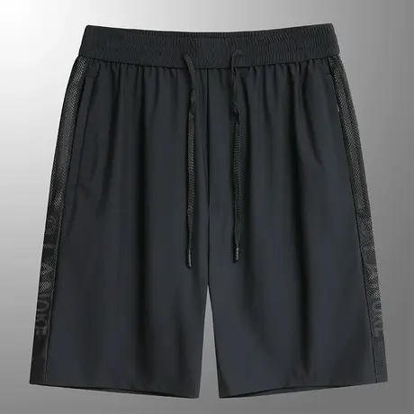 男士夏季薄款短裤冰丝速干黑色五分裤宽松青中年篮球运动休闲裤子商品大图