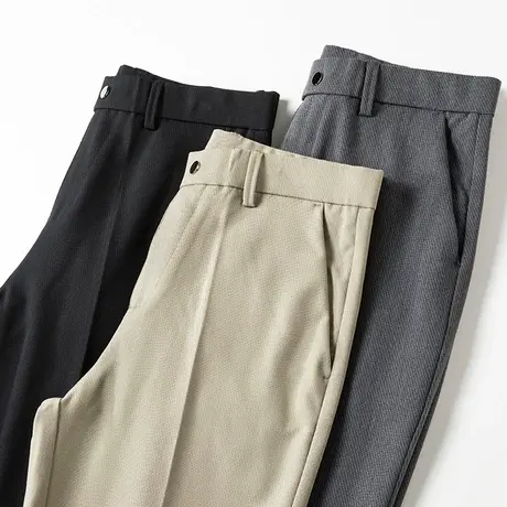 春秋季新款免烫修身休闲裤子商务正装西装裤男士薄款上班九分长裤商品大图