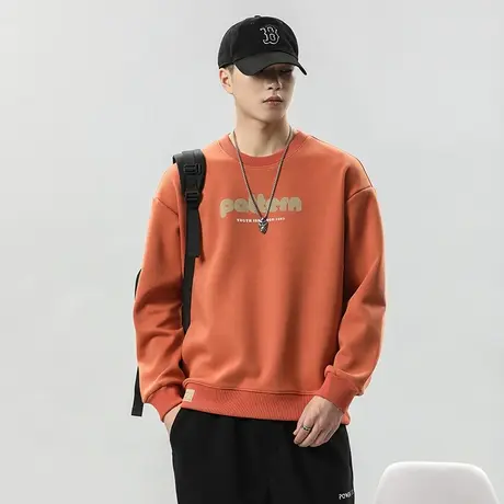 时尚简约青少年潮牌男装圆领长袖卫衣加绒多色高档男士潮流卫衣商品大图