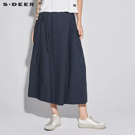 sdeer圣迪奥2019新款女装夏装简约休闲工装纯色阔腿裤S18280848商品大图