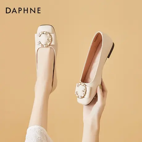 达芙妮法式船鞋女春2022年新款白色软底平底瓢鞋浅口夏款矮跟单鞋商品大图