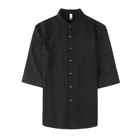 男夏季短袖衬衫修身中袖潮流休闲帅气纯色百搭英伦痞帅发型师上衣商品大图