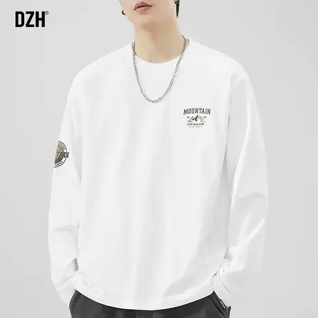 男士长袖t恤白色打底衫男内搭春季衣服男款男装上衣2024新款体恤商品大图