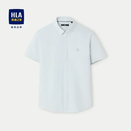 HLA/海澜之家纯棉短袖休闲衬衫24春夏新款扣领尖领时尚条纹衬衣男图片