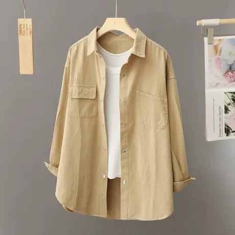 休闲工装风衬衫外套女春季设计感小众慵懒男友风衬衣叠穿外搭上衣商品大图